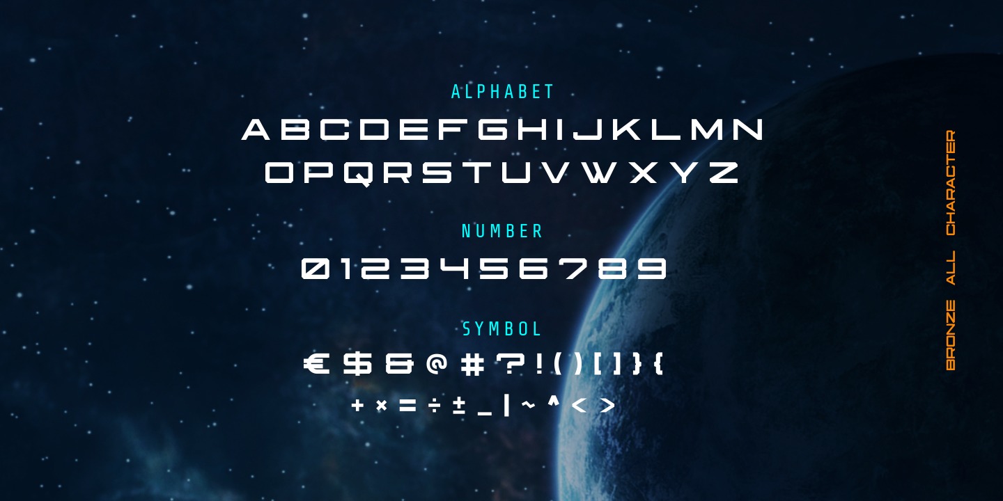 Beispiel einer Sci Fi Bronze Regular-Schriftart